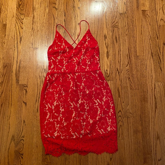 Lush red lace dress size large - Picture 1 of 6